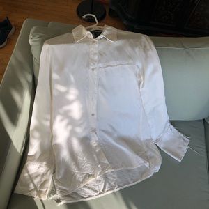 Yang Li off-white raw-edge trim long sleeve button down